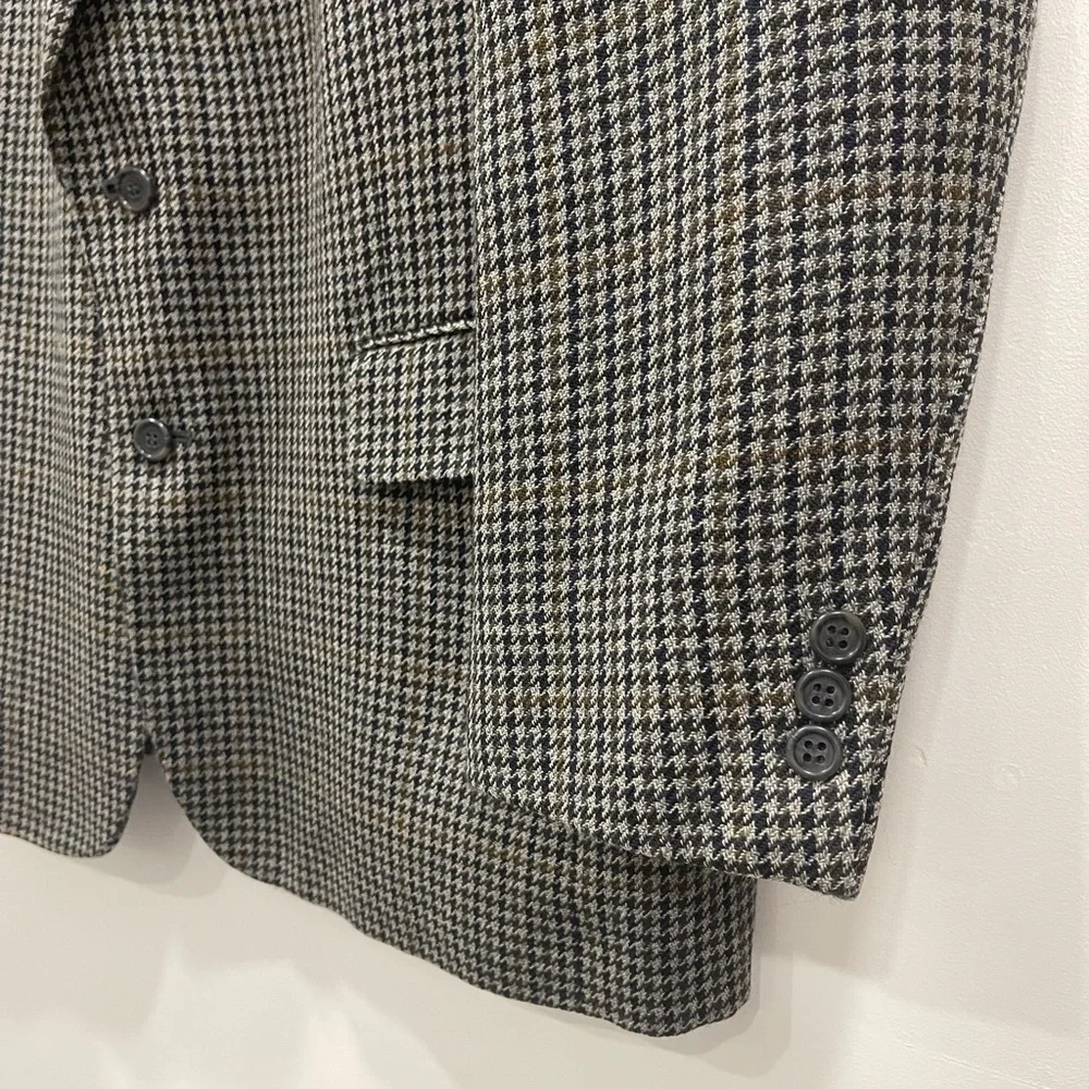 Pierre Balmain Wool Single Breasted Houndstooth Blazer Jacket 46 Long